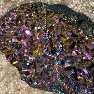 Anchor Pendant Necklace with Blue Sapphire